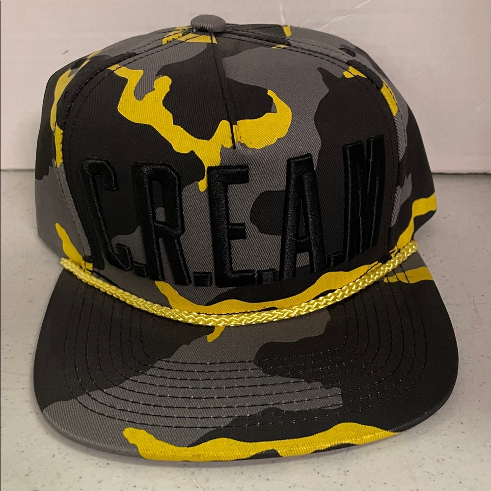 Wutang Camo Cream Snapback Hat with Yellow Accents
